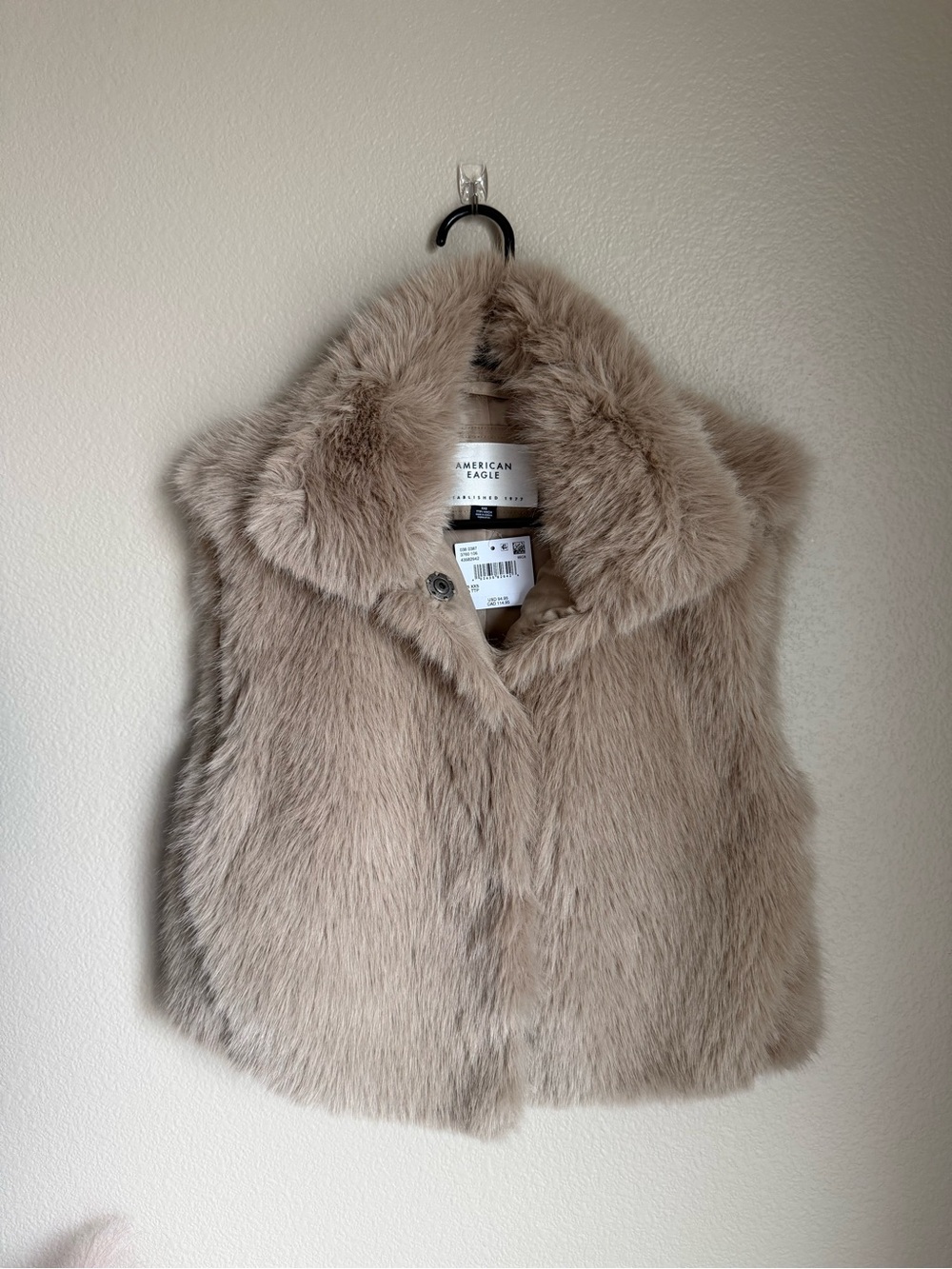 American Eagle Outfitters Faux Fur Vest in Taupe Beige